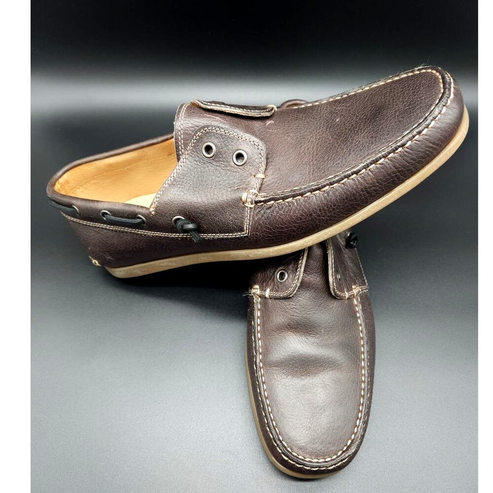 JOHN VARVATOS STAR USA Pebble Leather Boat Shoes Men's 12 - Picture 3 of 16